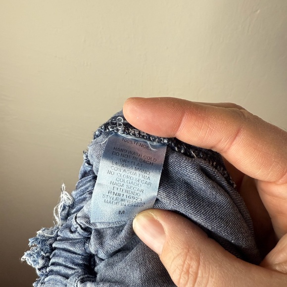 Easel Blue Washed Denim Ruffle Chambray Relaxed Fit Pants Size Medium - Picture 8 of 10